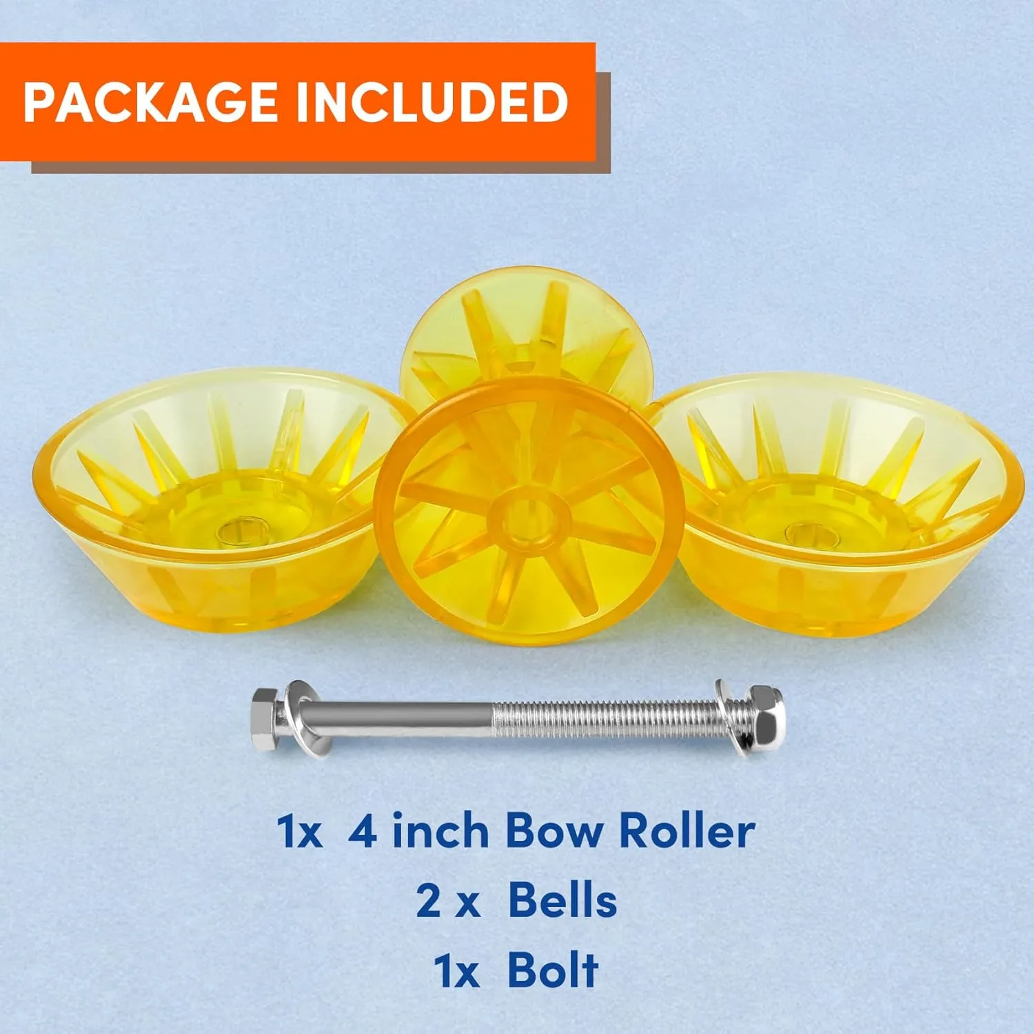 Boat Trailer Roller,3inch/4inch Boat Rollers for Trailer,Bow Roller with Bells and Bolt,1/2 in Shaft Boat Trailer Bow Stop, Great for Boat Trailer Bracket(Black/Blue/Orange/Yellow)