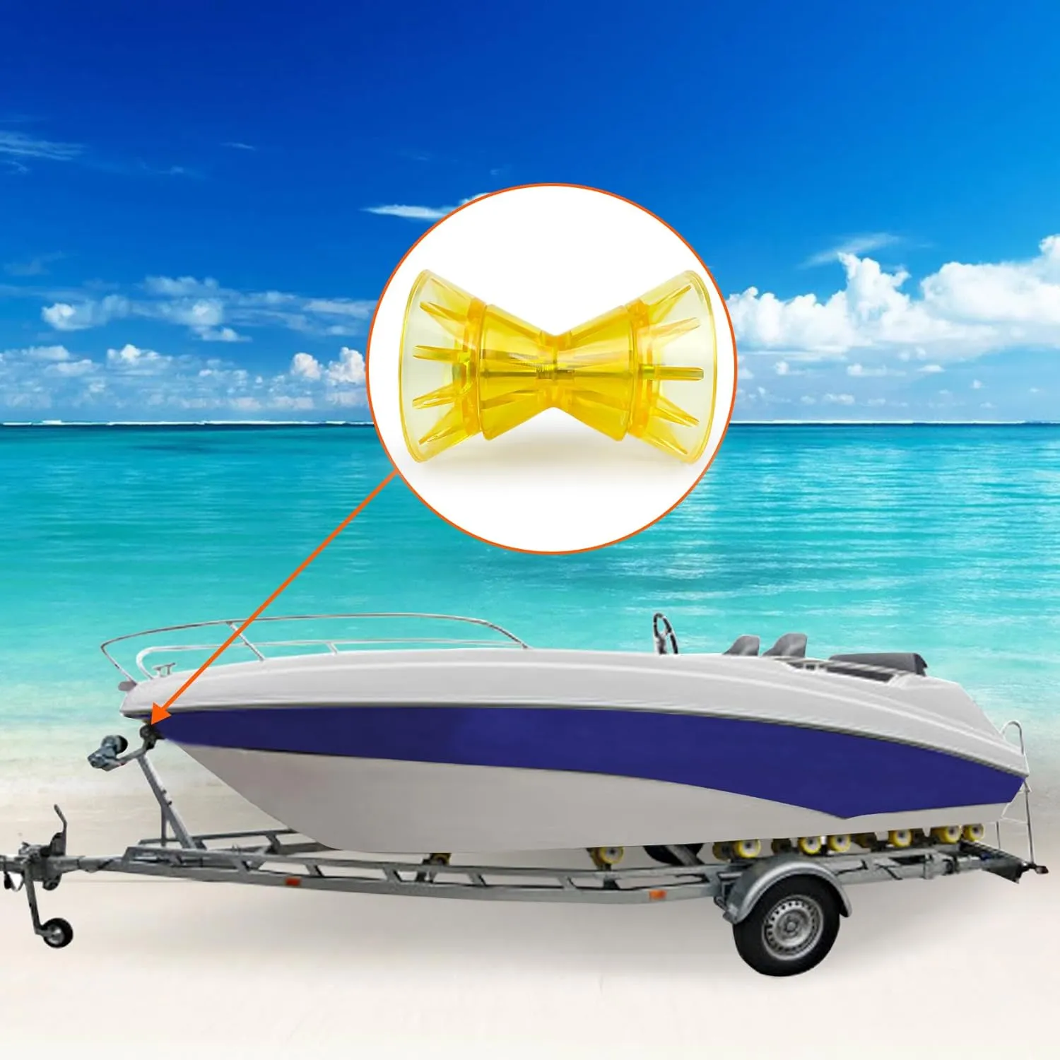 Boat Trailer Roller,3inch/4inch Boat Rollers for Trailer,Bow Roller with Bells and Bolt,1/2 in Shaft Boat Trailer Bow Stop, Great for Boat Trailer Bracket(Black/Blue/Orange/Yellow)