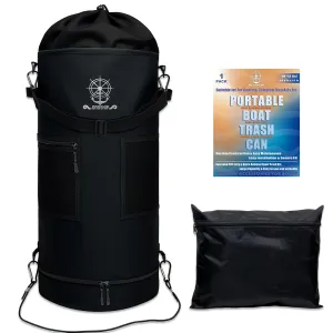 Boat Trash Can,Oxford 900D Leakproof Boat Trash Bag fits 10-13 Gal Garbage Boat Garbage Can Reusable &Portable,Boat Accessories Camping &RV Trash Can Easy to Install & Clean (Black)
