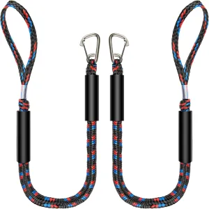 Botepon Marine Bungee Dock Lines, Boat Dock Rope, Jet Ski Accessories with Stainless Clip for for Jet Ski, SeaDoo, Yamaha WaveRunner, Kayak, Pontoon Boat, Dinghy (4 Feet)