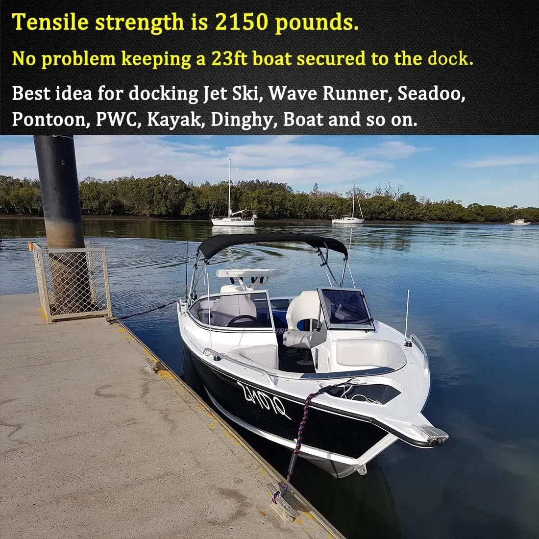 Botepon Marine Bungee Dock Lines, Boat Dock Rope, Jet Ski Accessories with Stainless Clip for for Jet Ski, SeaDoo, Yamaha WaveRunner, Kayak, Pontoon Boat, Dinghy (4 Feet)