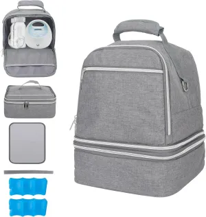 Breast Pump Bag with Cooler fit for Spectra S1 and S2, Separable Breast Pumping Storage Backpack, Insulated Breast Milk Bottle Cooler Bag for Work Travel for Mom Breastpump, Waterproof (Grey)