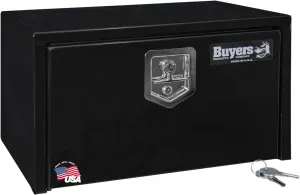 Buyers Products 1703300 Black Steel Underbody Truck Box, 14 x 16 x 24 Inch, Made In The USA, 14 Ga Black Steel Trailer/Truck Bed Tool Box, Weather-Resistant, Locking T-Latch
