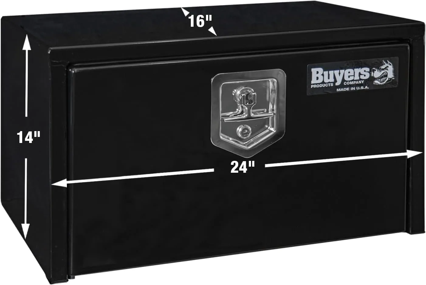 Buyers Products 1703300 Black Steel Underbody Truck Box, 14 x 16 x 24 Inch, Made In The USA, 14 Ga Black Steel Trailer/Truck Bed Tool Box, Weather-Resistant, Locking T-Latch