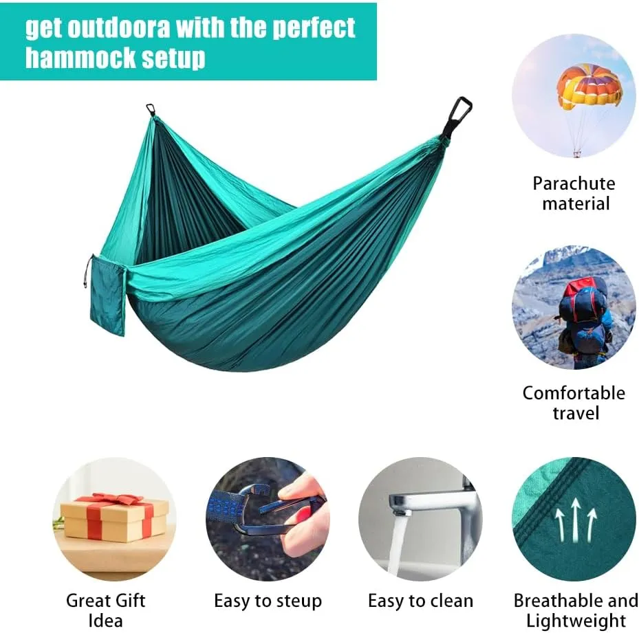 Camping Hammock,Nylon Portable Swing Hammock with Storage Bag & Accessories for Outdoor Travel Hiking Camping