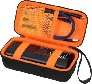 Canboc Carrying Case Compatible with Air moto Tire Inflator Portable Air Compressor, Air Pump for Car Tires Travel Bag, Mesh Pocket fit Air Hose, USB Cable and Accessories, Black Orange (Case Only)