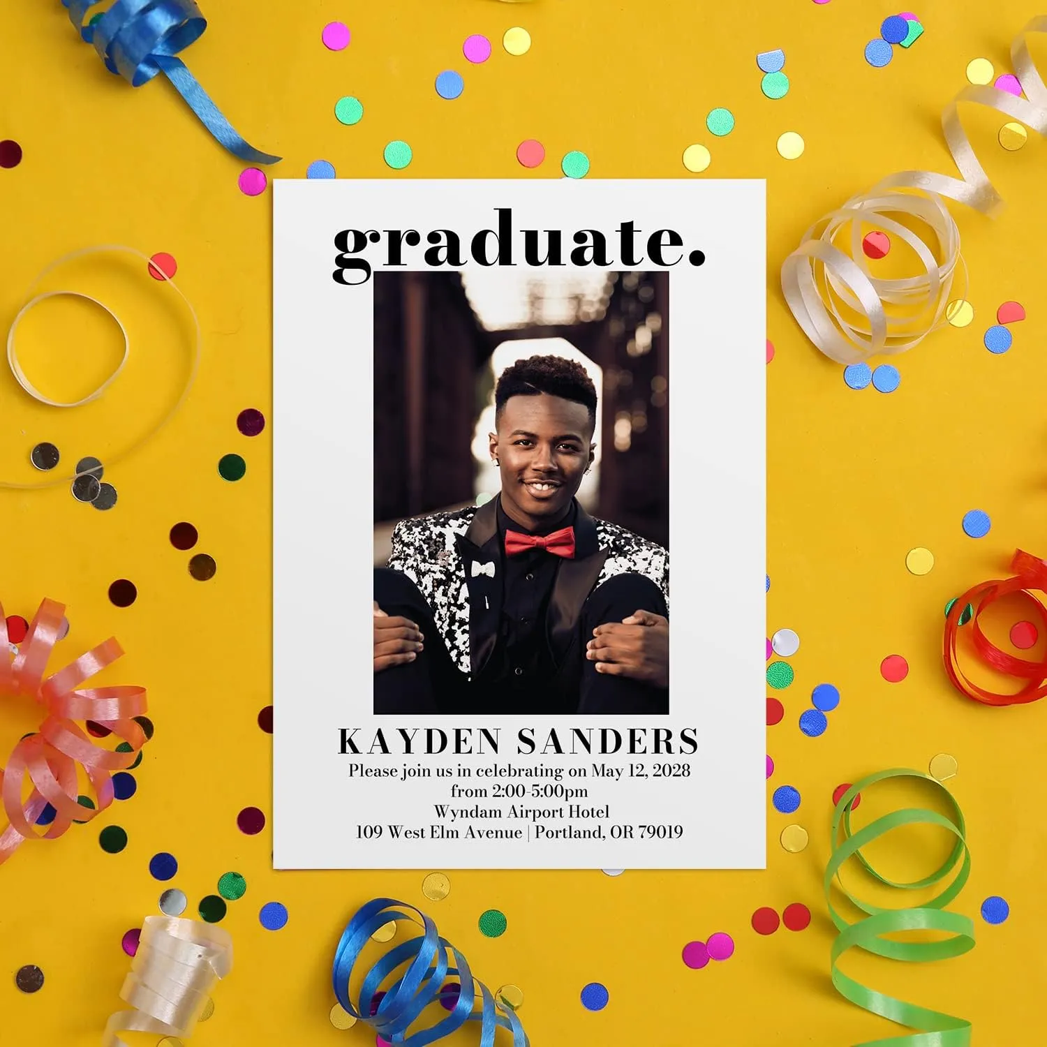 Canopy Street Personalized Graduate Photo Invitation / 25 Custom Graduation Invites / 5" x 7" DIY High School And College Grad Party Senior Picture Invitations/Made In The USA