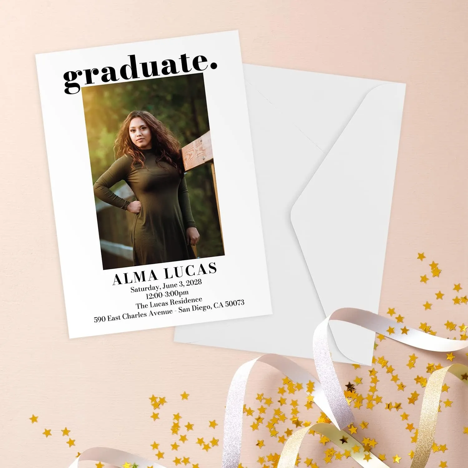 Canopy Street Personalized Graduate Photo Invitation / 25 Custom Graduation Invites / 5" x 7" DIY High School And College Grad Party Senior Picture Invitations/Made In The USA