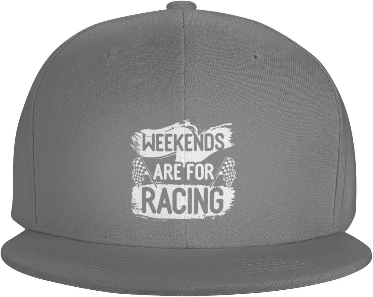 Car Race Bike Racing Racer Flat Brim Baseball Cap,Classic Snapback Hat Adjustable Trucker Hat for Men & Women,Black