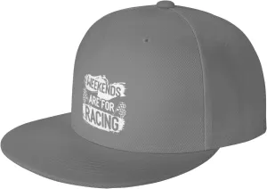 Car Race Bike Racing Racer Flat Brim Baseball Cap,Classic Snapback Hat Adjustable Trucker Hat for Men & Women,Black