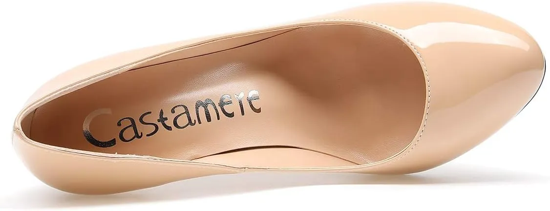 Castamere Womens High Heels Round Toe Slip-On Pumps Stilettos 10CM