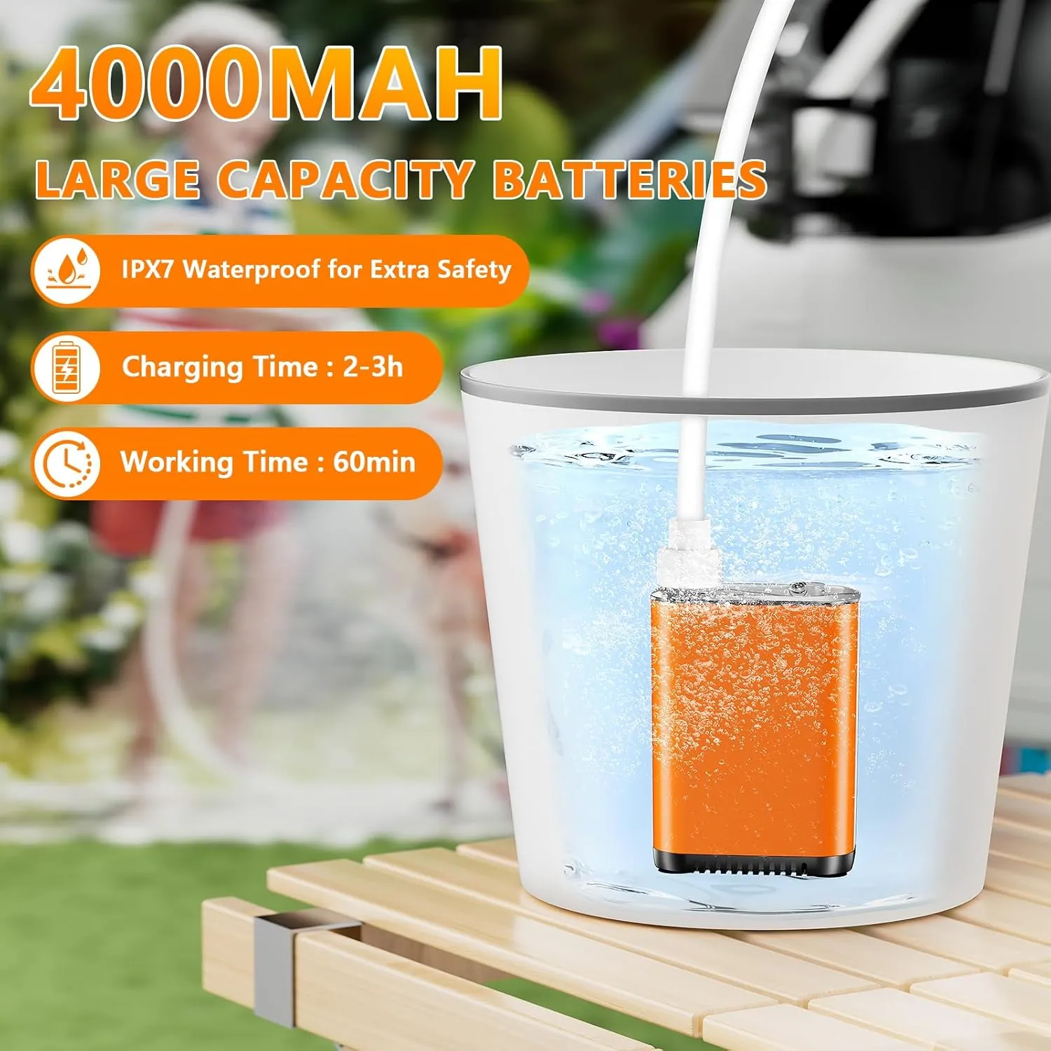 Catlyn Portable Camping Outdoor Shower Kit Rechargeable Electric Intelligent Shower Pump PX7 Waterproof for Outside Hiking Dog Bath Beach Traveling