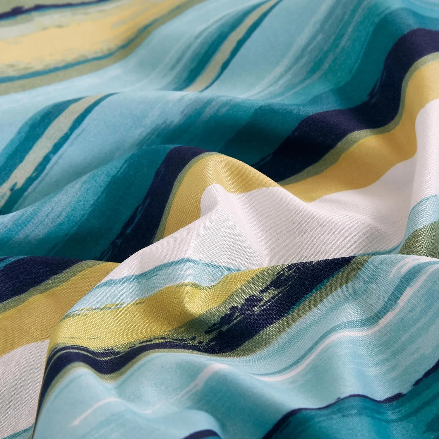 Chezmoi Collection Marvin 7-Piece Coastal Lodge Bed in a Bag King Comforter Set - Green Blue White Striped Printed Microfiber Bedding Set