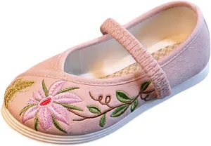Children's Traditional Embroidered Shoes Hanfu Shoes Toddlers Girls Performance Dance Flat Bottomed Shoes