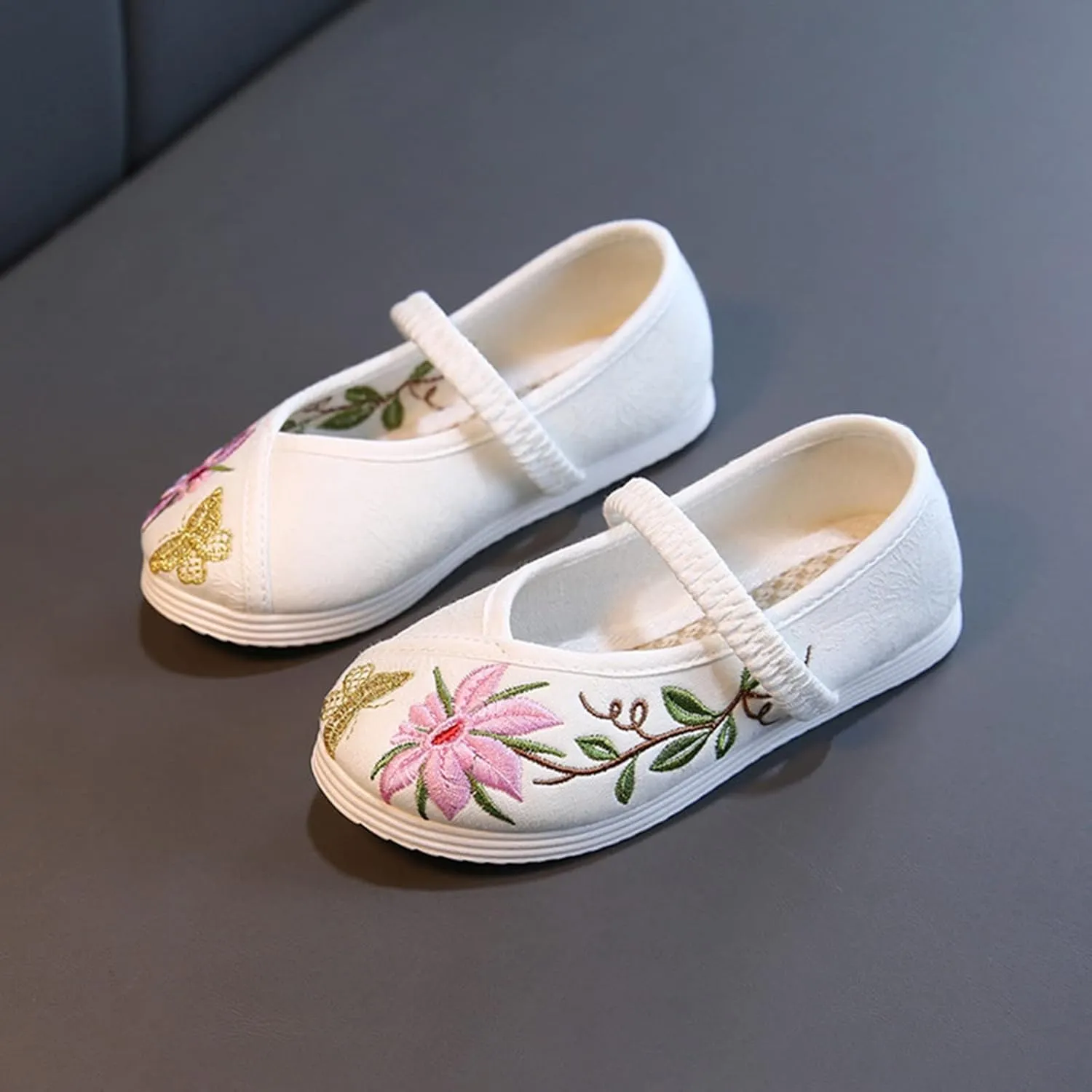 Children's Traditional Embroidered Shoes Hanfu Shoes Toddlers Girls Performance Dance Flat Bottomed Shoes