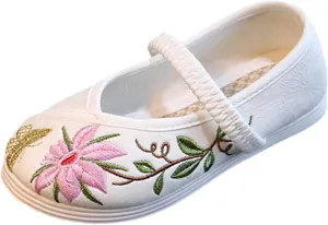 Children's Traditional Embroidered Shoes Hanfu Shoes Toddlers Girls Performance Dance Flat Bottomed Shoes