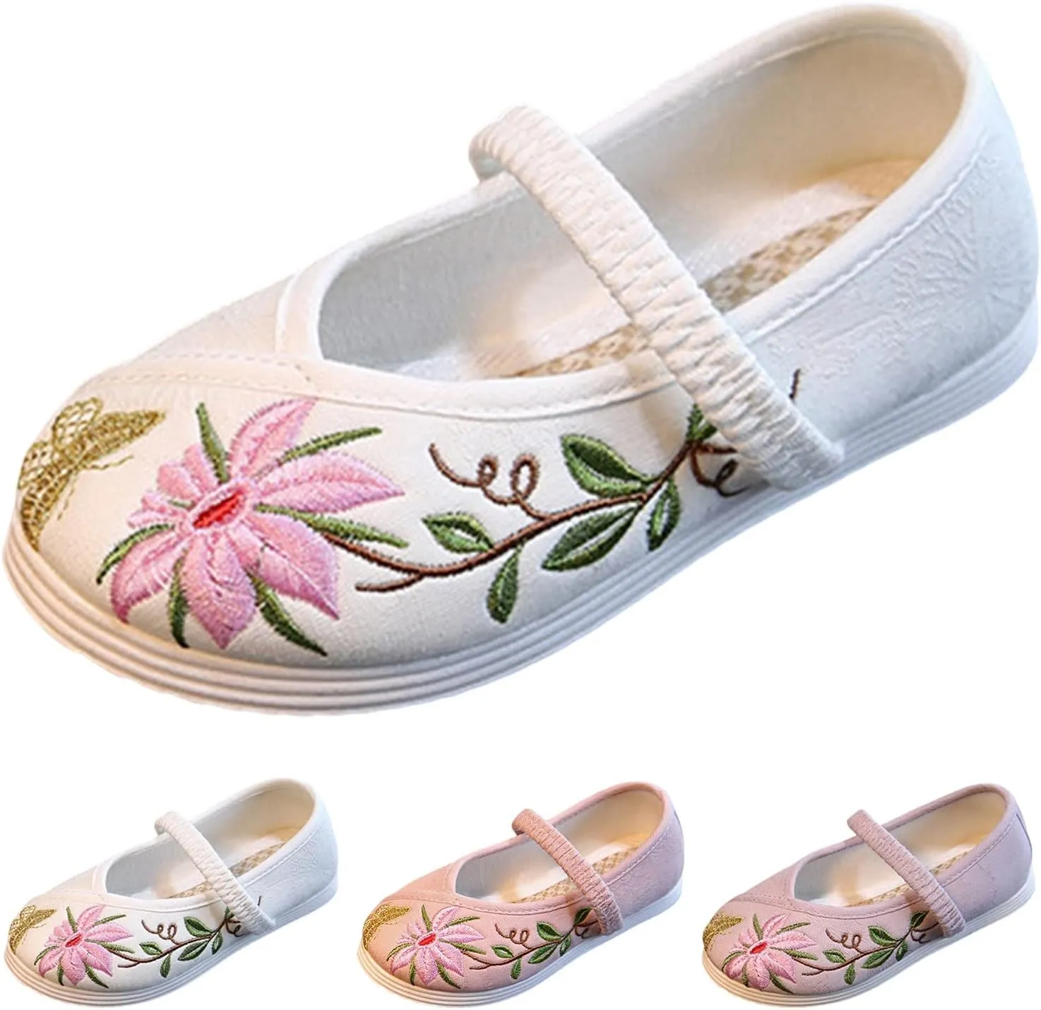 Children's Traditional Embroidered Shoes Hanfu Shoes Toddlers Girls Performance Dance Flat Bottomed Shoes