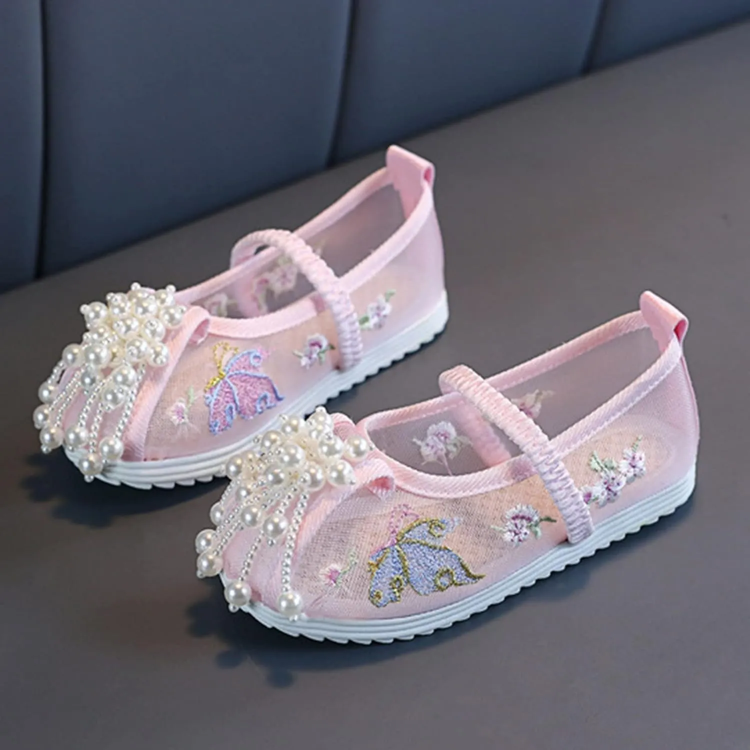 Chinese Traditional Embroidered Costume Shoes Girls Ancient Round Toe Floral Flat𝘀 Fairy Cheongsam Dress Up Shoes