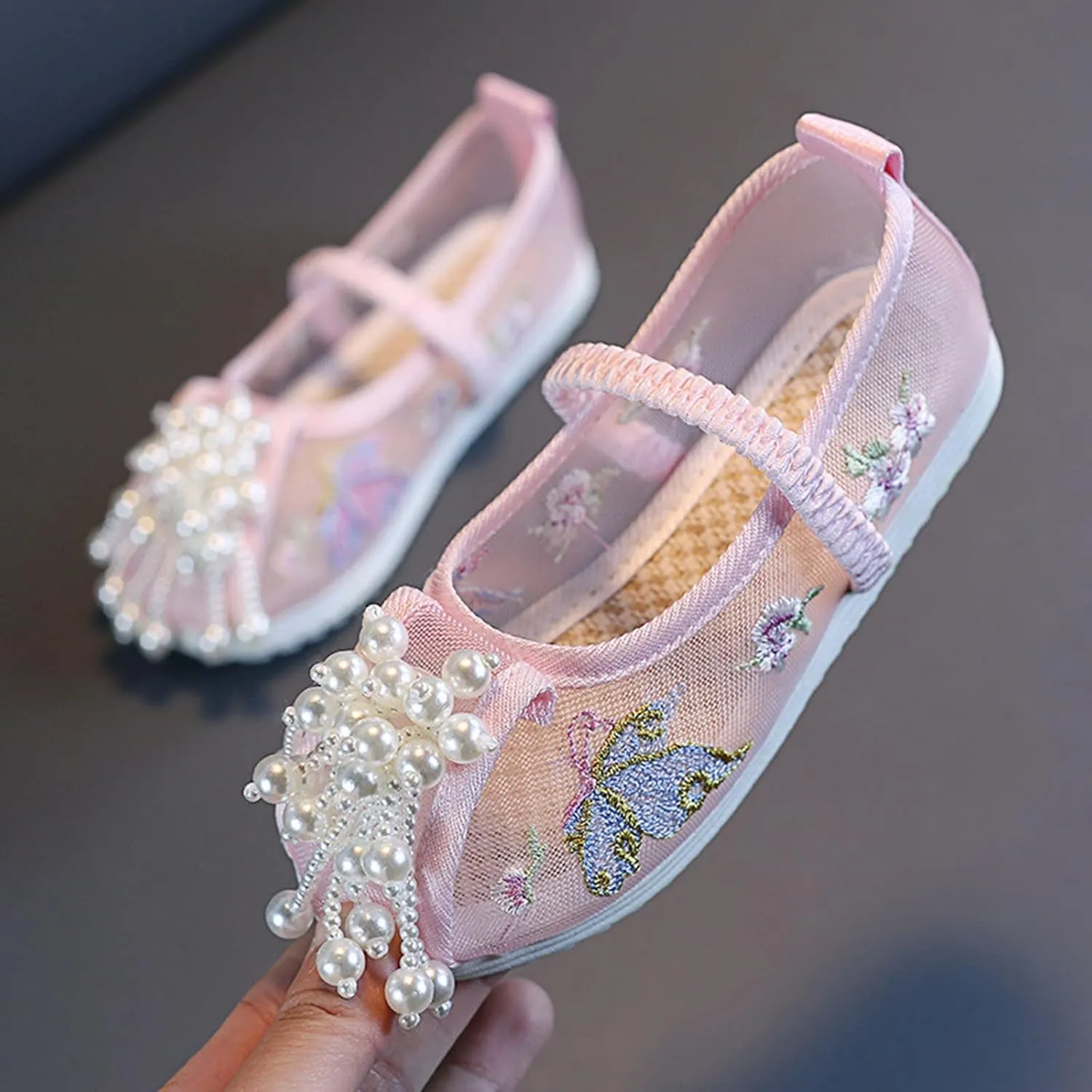 Chinese Traditional Embroidered Costume Shoes Girls Ancient Round Toe Floral Flat𝘀 Fairy Cheongsam Dress Up Shoes