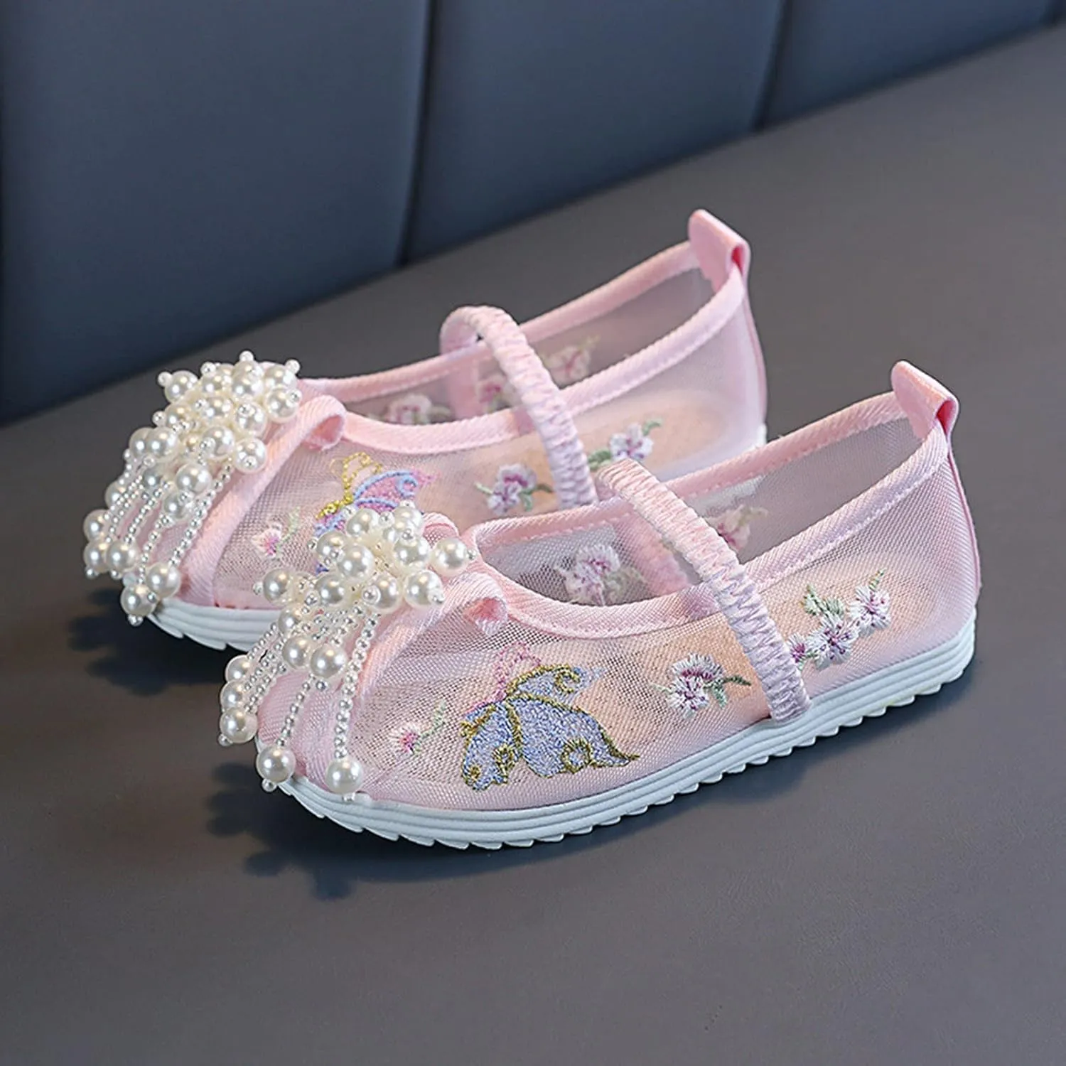 Chinese Traditional Embroidered Costume Shoes Girls Ancient Round Toe Floral Flat𝘀 Fairy Cheongsam Dress Up Shoes