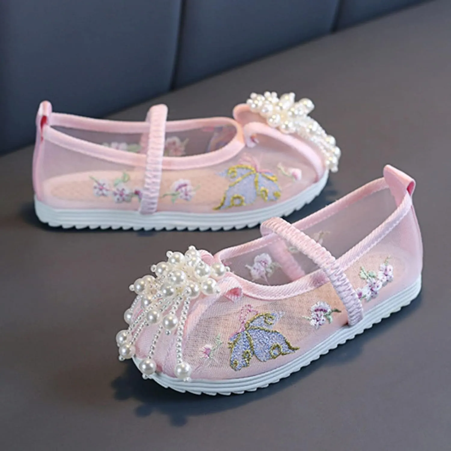 Chinese Traditional Embroidered Costume Shoes Girls Ancient Round Toe Floral Flat𝘀 Fairy Cheongsam Dress Up Shoes