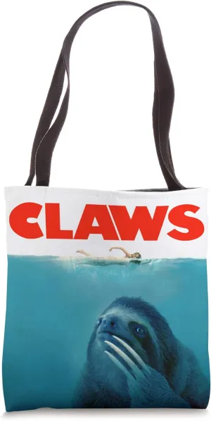 CLAWS Funny JAWS Parody Cute Sloth Attacking Like A Shark Tote Bag