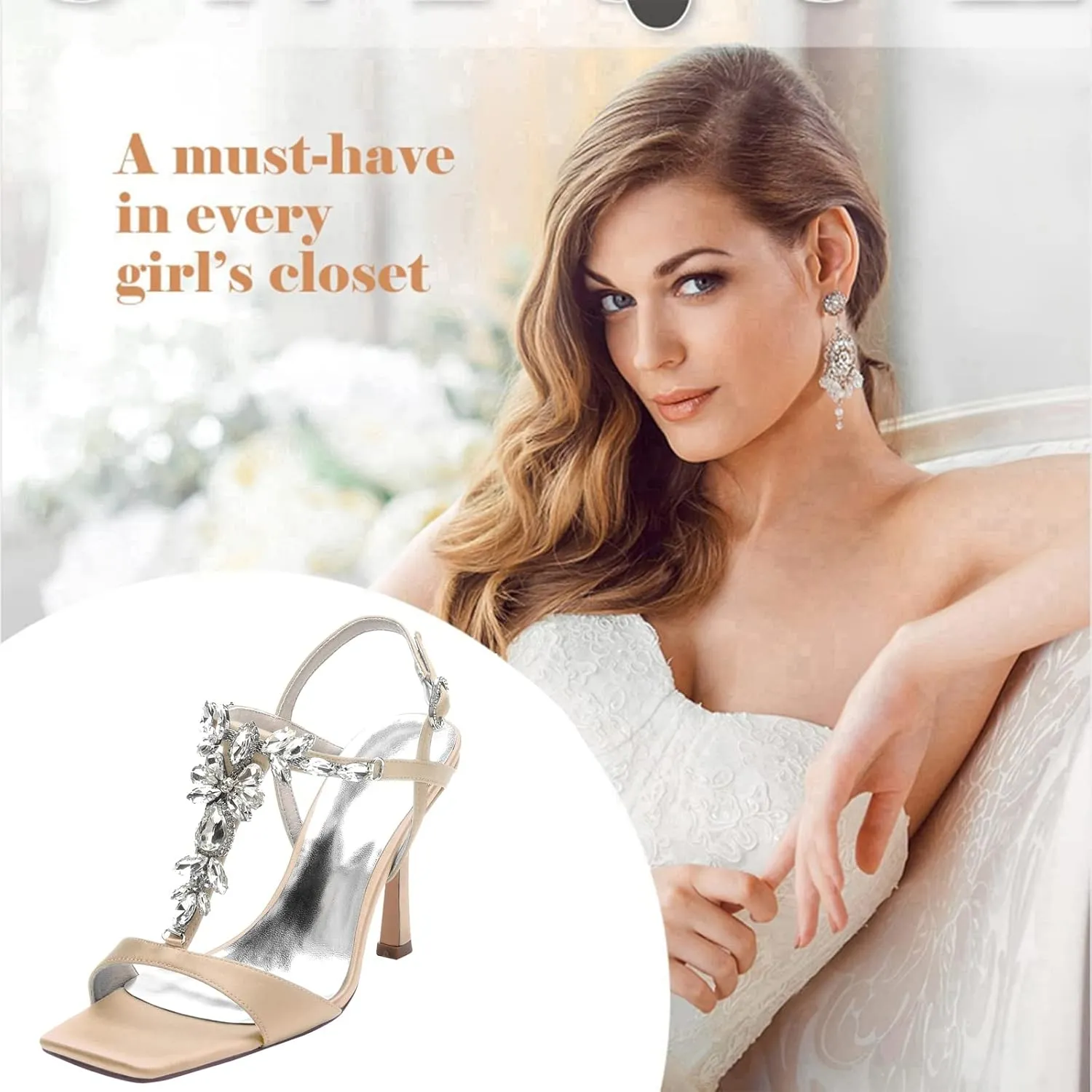 Cocktail Party Evening High Heel Stilettos Wedding Rhinestones Sandals T-Strap Crystal Prom Open Toe Satin Pumps for Women 9.5Cm