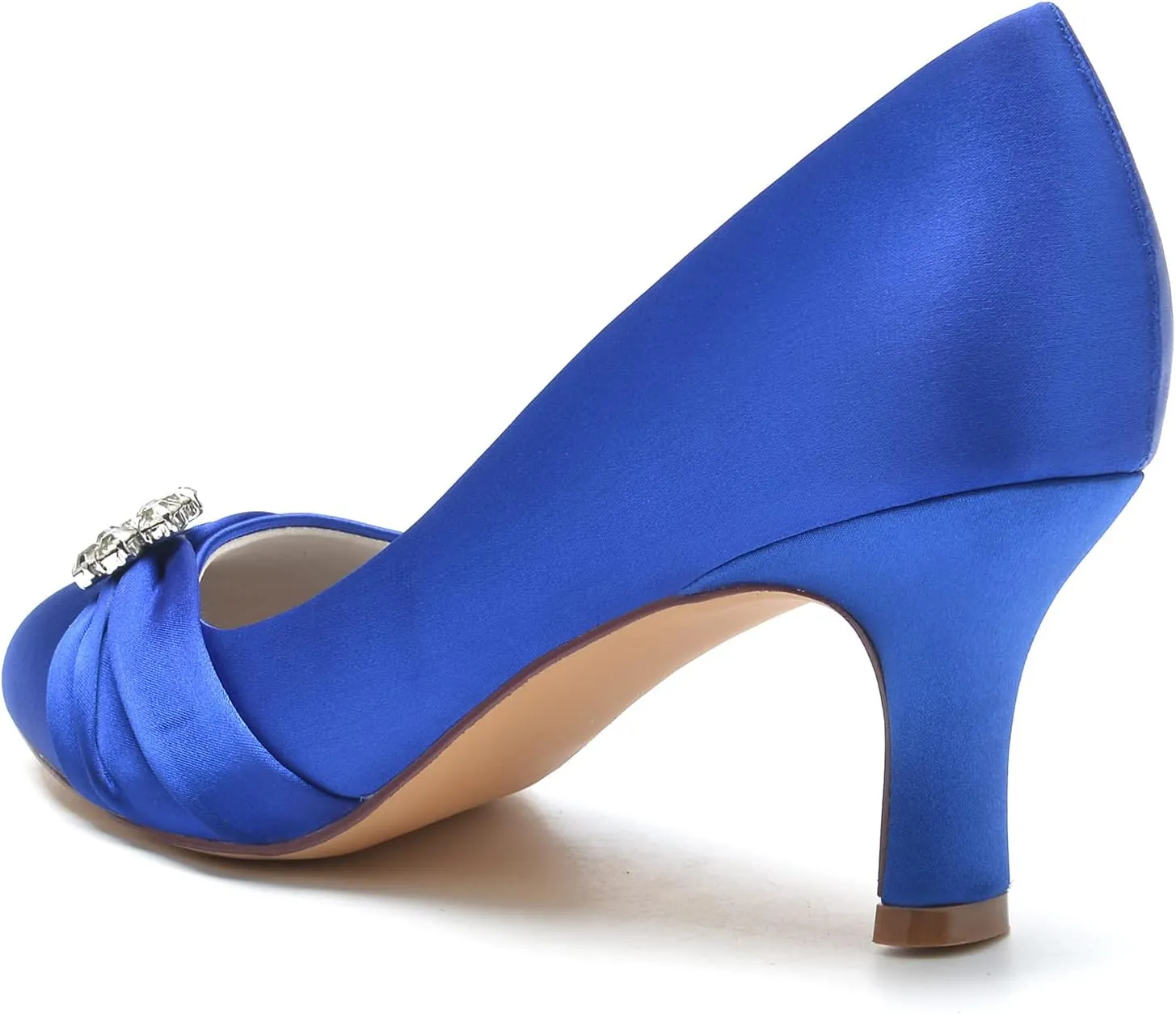 COMFASH Wedding Shoes Women Closed Toe Bridal Shoes High Slip on Satin Court Shoes Dress Evening Shoes for Women Bridal Bride 6.5Cm