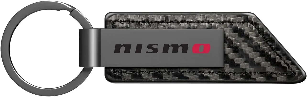 Compatible with Gunmetal Metal Plate Carbon Fiber Texture Leather Key Chain for Nissan NISMO