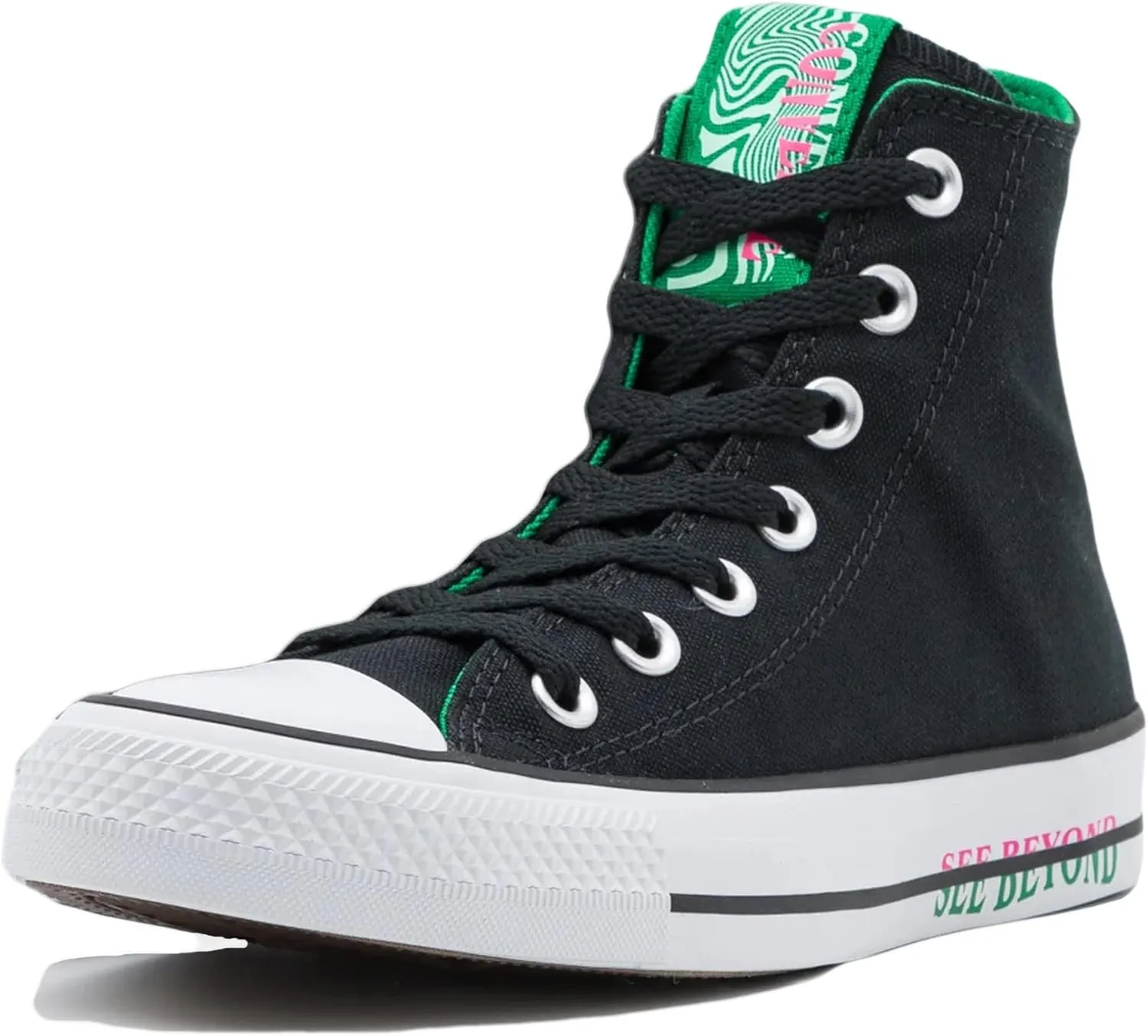 Converse Men's CTAS See Beyond Hi Top, Black/Green/Prime Pink, Size 7.5