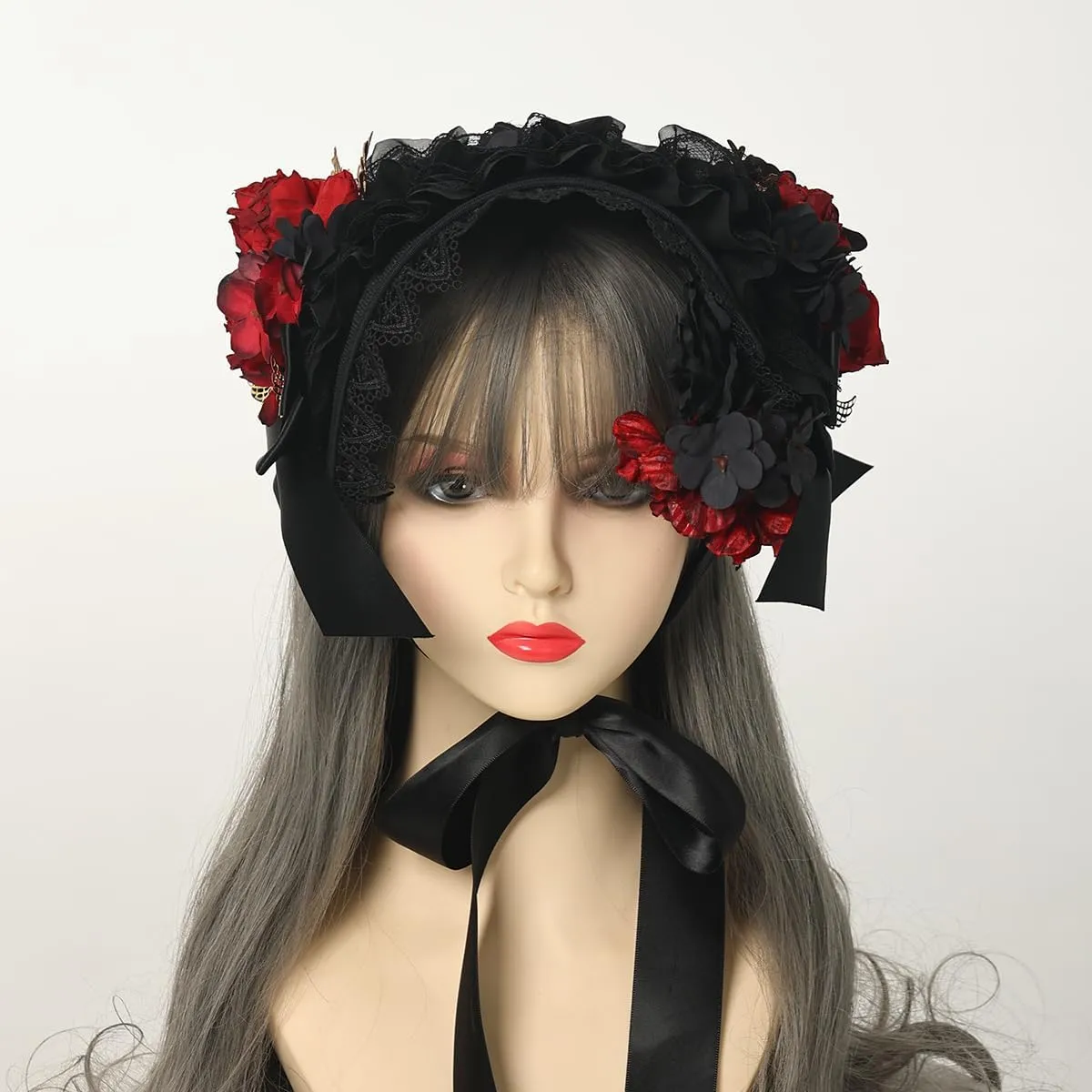 COSDREAMER Women Victorian Hat Tea Party Lace Ribbons Hat Black