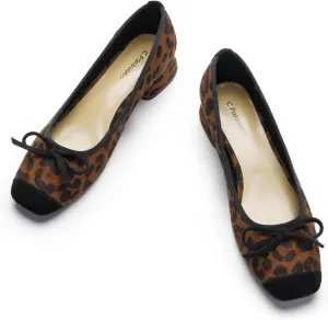 C.Paravano Women's Pump | Square Toe Low Block Heels | Closed Toe Chunky Heels | Leather Low Heel Pumps | Dress Wedding Shoes