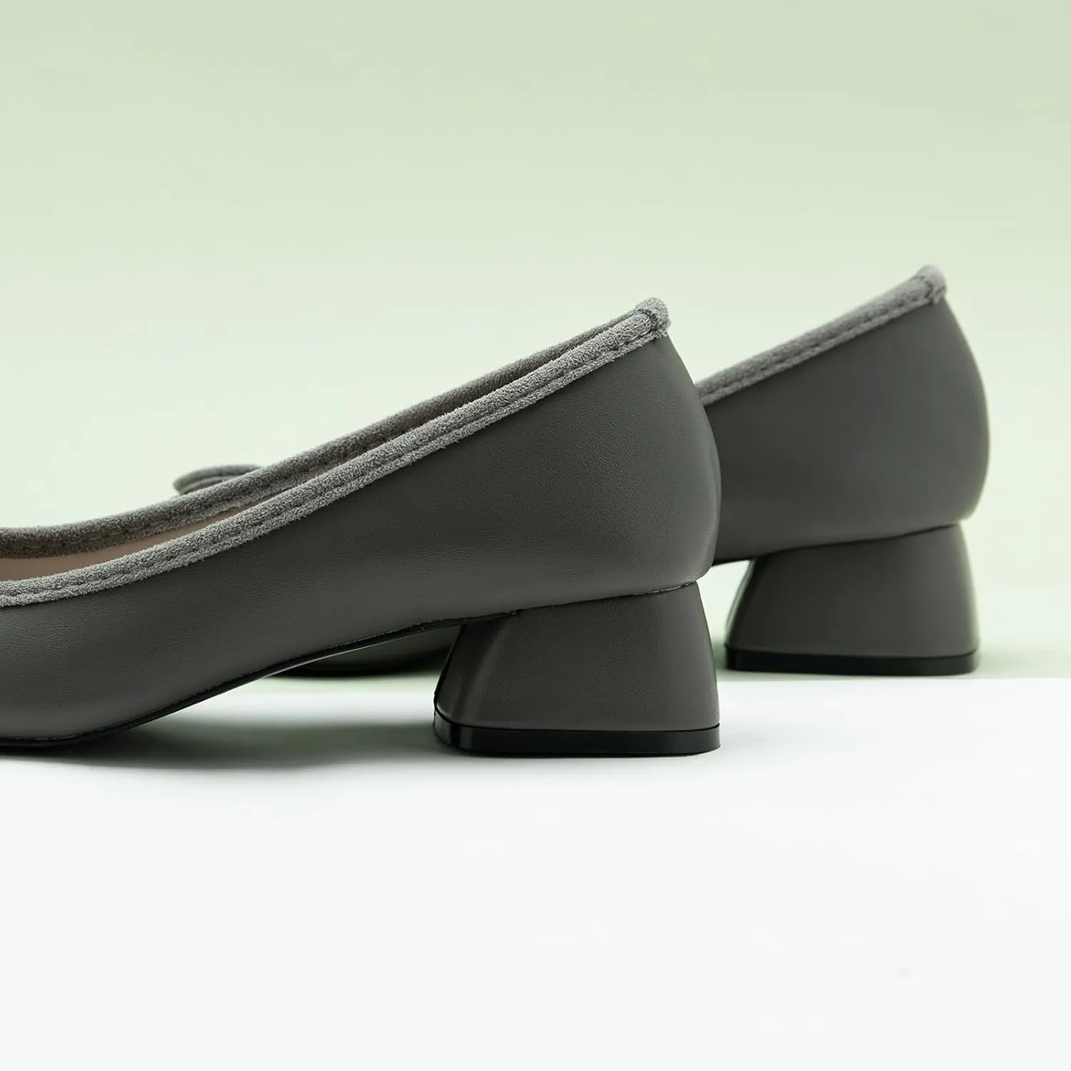C.Paravano Women's Pump | Square Toe Low Block Heels | Closed Toe Chunky Heels | Leather Low Heel Pumps | Dress Wedding Shoes