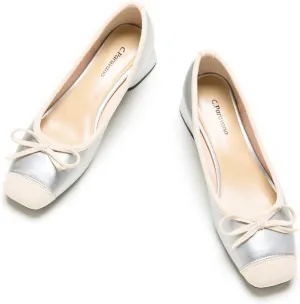 C.Paravano Women's Pump | Square Toe Low Block Heels | Closed Toe Chunky Heels | Leather Low Heel Pumps | Dress Wedding Shoes