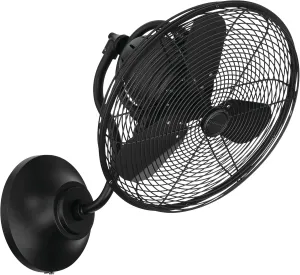 Craftmade Bellows I Indoor/Outdoor 14" Flat Black Finish Oscillation Wall Fan (Hardwired), Wall Control Included