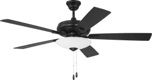 Craftmade ECF111FB5-FBGW Eos Light Bowl 52" Ceiling Fan with LED Lights & Pull Chain, Flat Black