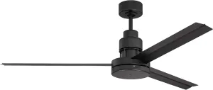 Craftmade MND54FB3 Mondo 54" Modern Dual Mount Outdoor Ceiling Fan with Remote Control, 3 Blades, Flat Black