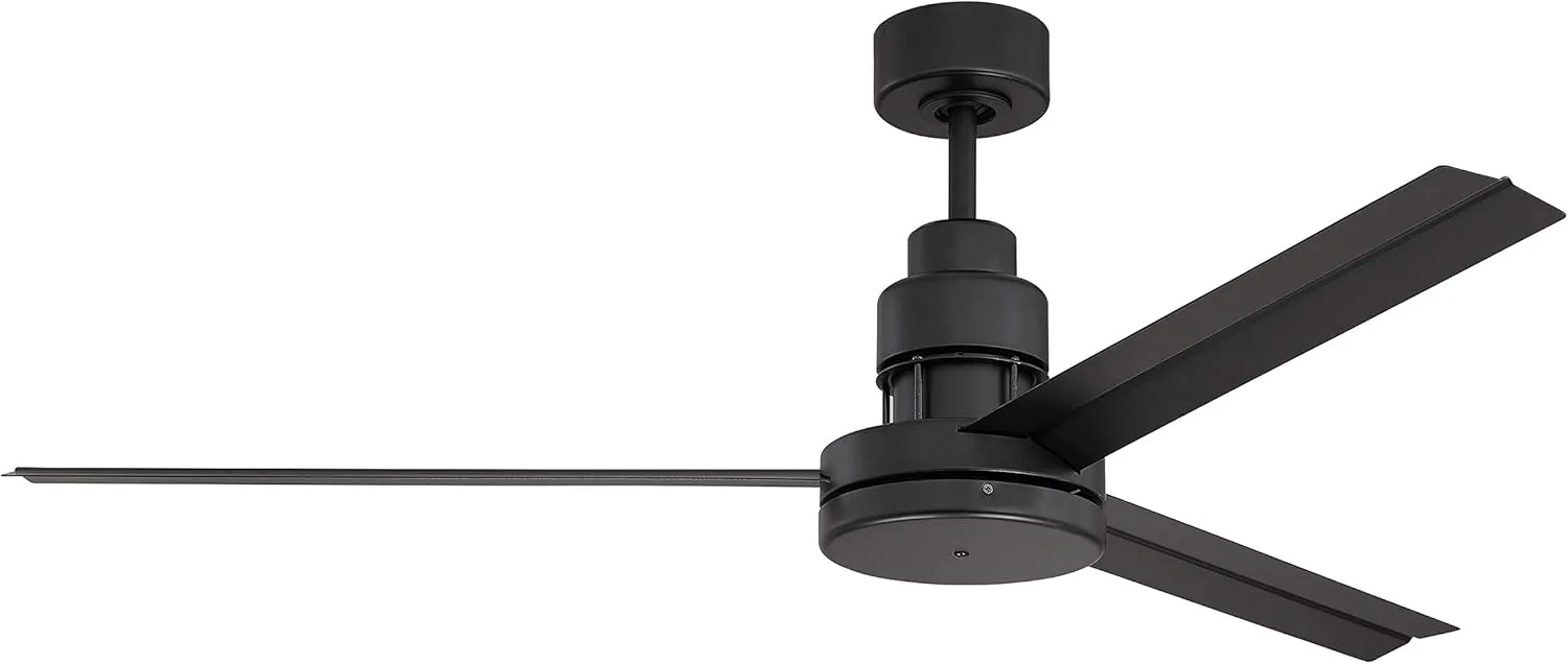 Craftmade MND54FB3 Mondo 54" Modern Dual Mount Outdoor Ceiling Fan with Remote Control, 3 Blades, Flat Black