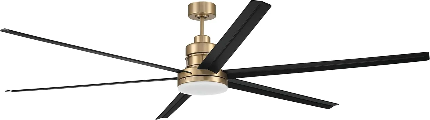 Craftmade MND80SBFB6 Mondo 80" Ceiling Fan with LED Lights & Remote, Satin Brass/Flat Black