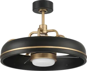 Craftmade TYL24FBSB3 Taylor 20" Ceiling Fan with LED Lights & Remote, Flat Black/Satin Brass