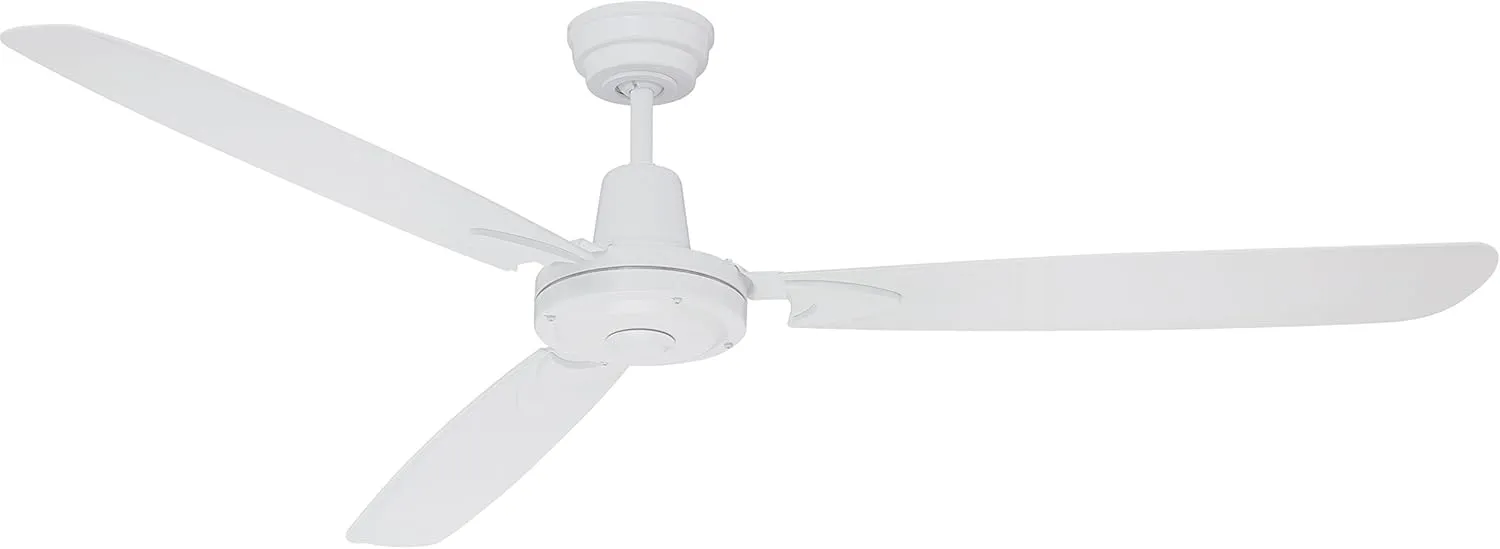 Craftmade VE58W3 Velocity Aerodynamic Modern Industrial Heavy-duty 58" Ceiling Fan with Wall Control, 3 Blades, White
