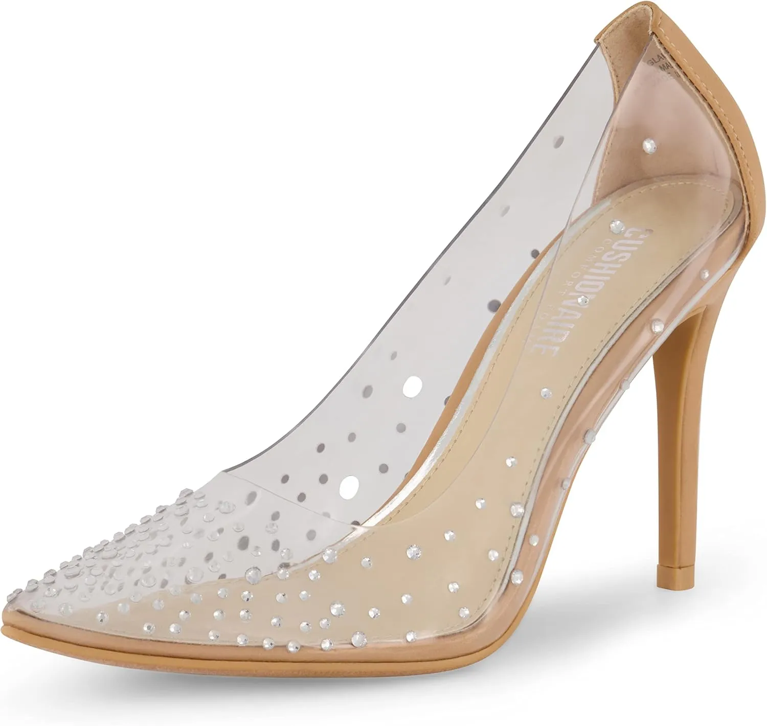CUSHIONAIRE Women's Glam Clear Rhinestone Dress Pump  Memory Foam