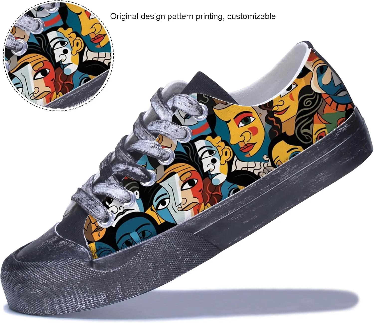 Custom Canvas Shoes Men Fashion Sneakers Personalized Design Patterns Printing Shoes with Photo Name Unisex White Sneakers Customized Cosplay Low Top Shoes