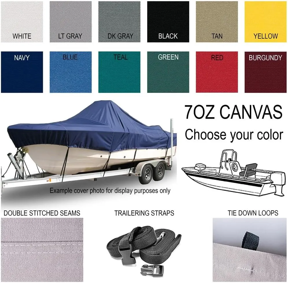 Custom Fitted 7oz 100% Polyester Boat Cover Compatible for a 2015-2024 Sea Born Fx 22 Bay in Solution Dyed Canvas. Made on Demand