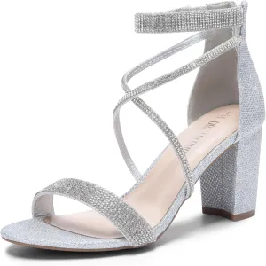 DREAM PAIRS Women's Chunk Low Heel Pump Sandals