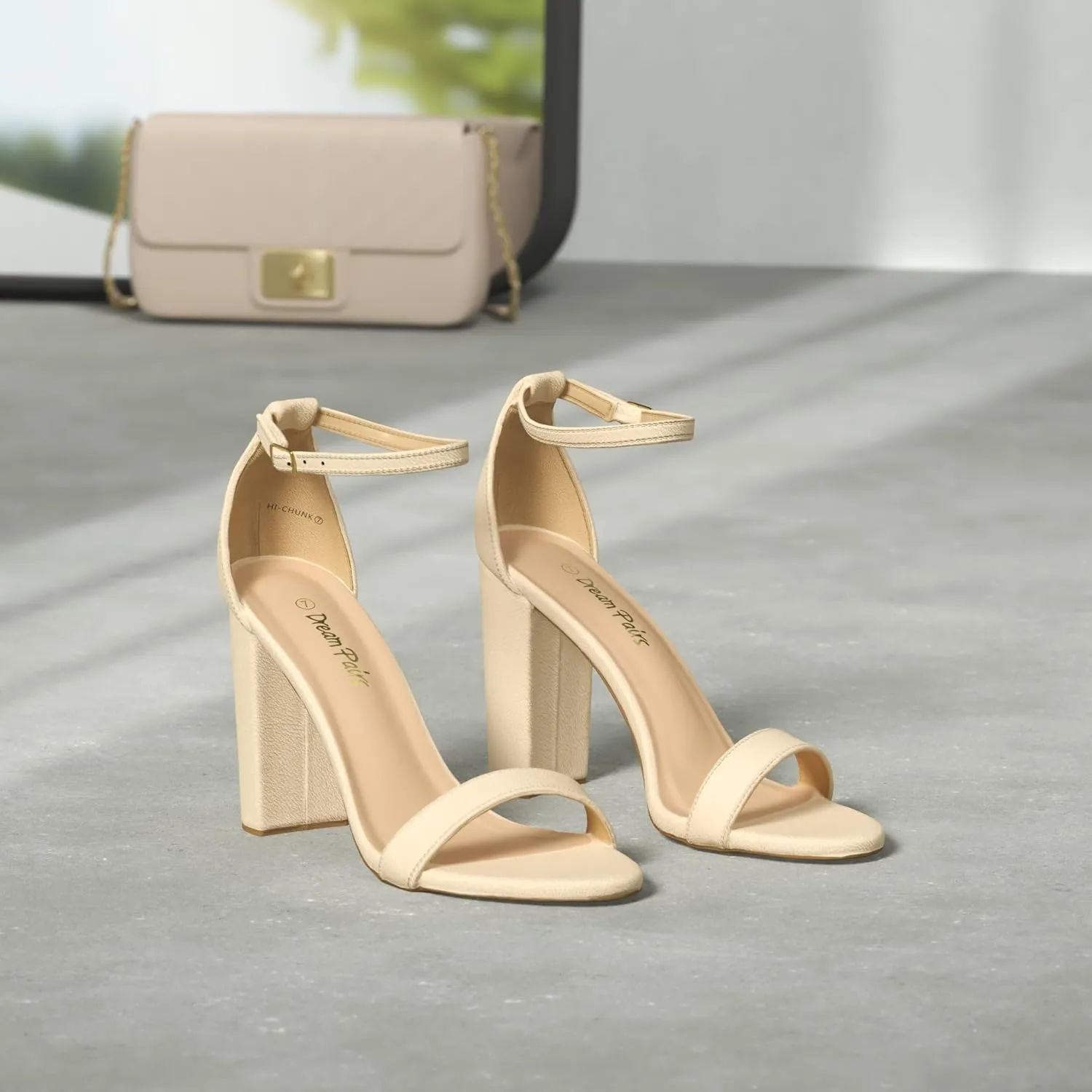DREAM PAIRS Women's Hi-Chunk High Heel Pump Sandals