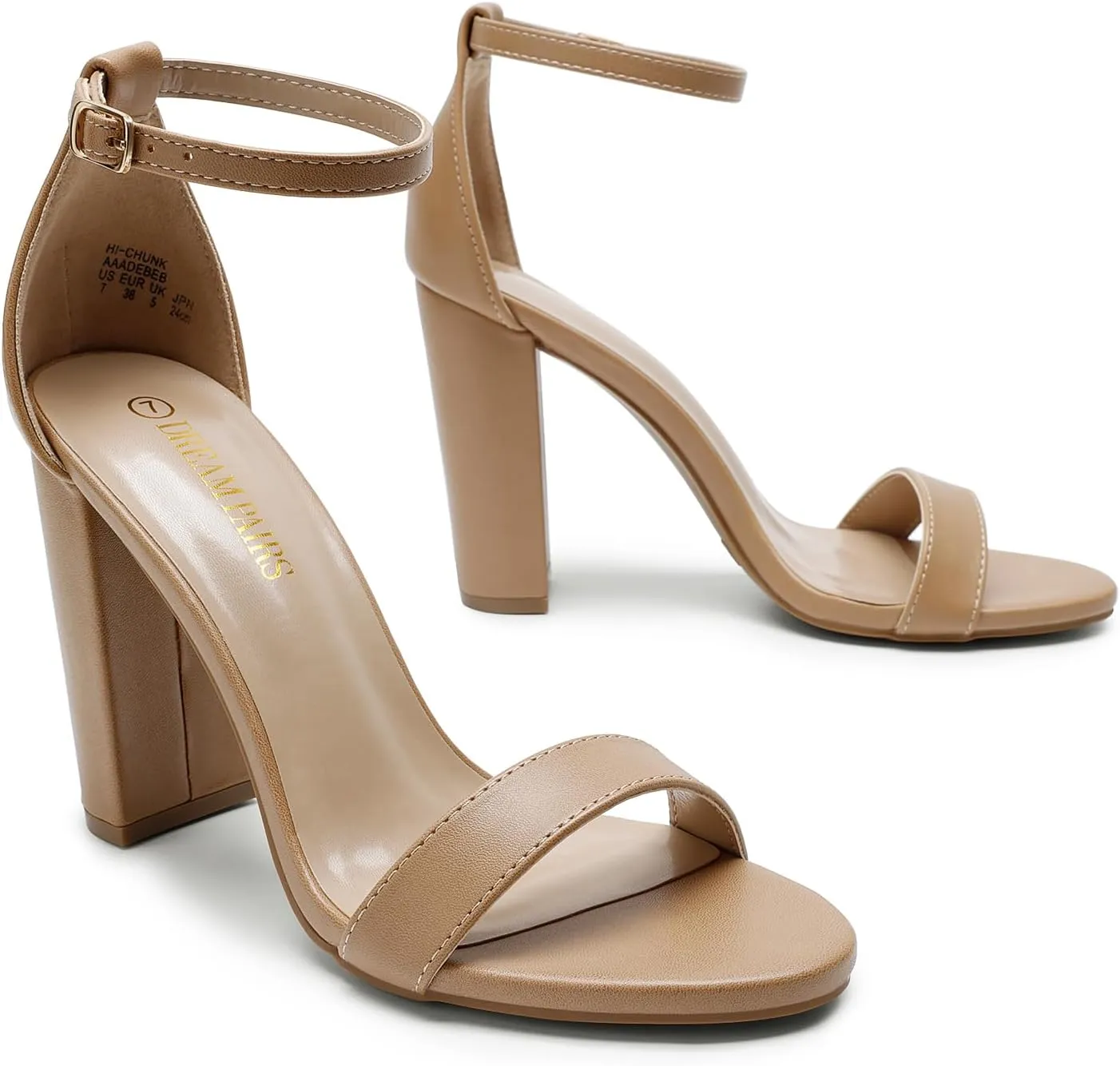 DREAM PAIRS Women's Hi-Chunk High Heel Pump Sandals