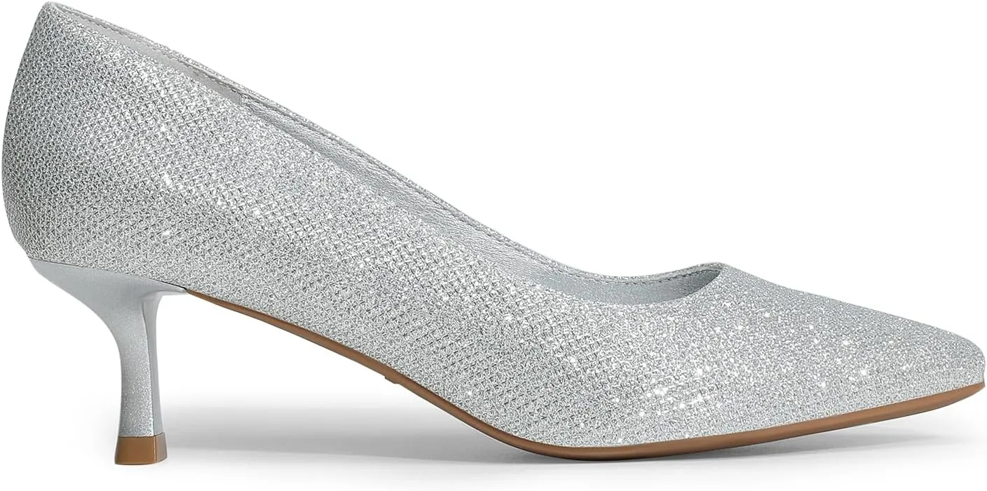 DREAM PAIRS Women's Pumps Closed Toe Pointed Toe Kitten Heels for Women Party Dance Wedding Dress Shoes for Women