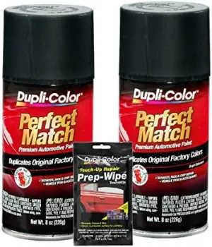 Dupli-Color Universal Flat Black Exact-Match Automotive Paint (8 oz) Bundle with Prep Wipe Towelette (3 Items)