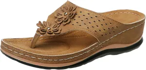 Eduavar Women's Dressy Fashion Sandals - Leopard Print Wedge Open Toe Flat